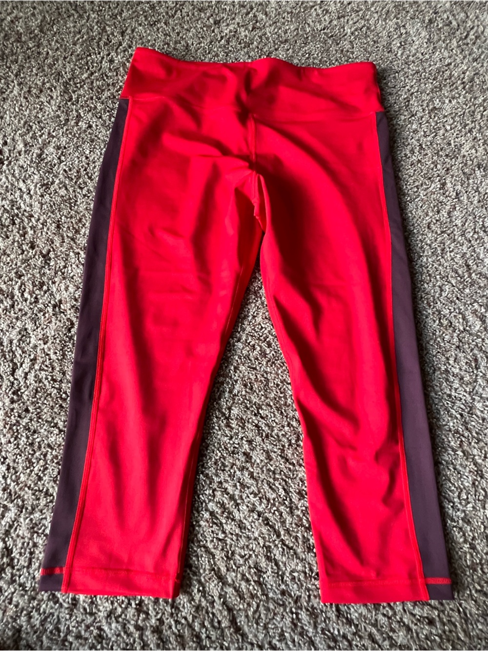 ZYIA Red Leggings with Dark Contrast Side Panels